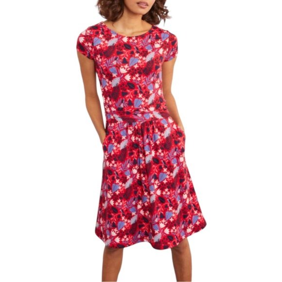 Boden Amelie Jersey Dress in Red Paradise Floral Sz 6 - Picture 2 of 13